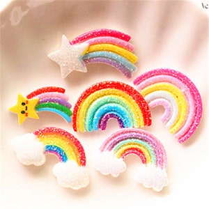 5/10/20/50pcs Resin glitter Rainbow Crafts Accessories Soft Clay Handcrafts DIY Sewing Decoration Resin Art For Bow Clothes