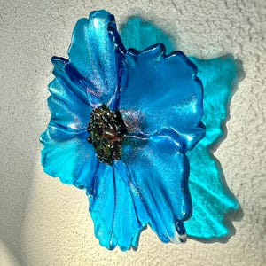 Unique Handmade Floral Glass Wall Poppy Flower Art - Fused Glass Decoration - Bright Colorful Bring the Outdoors in