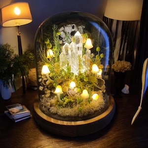 Enchanted Forest Mushroom Lamp - Glowing Crystal Pillars with Healing Properties
